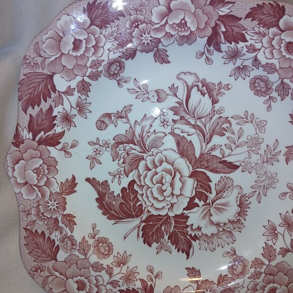 Spode Archive Collection British Flowers Poppy Dessert Buffet Plate Cranberry - Picture 4 of 14